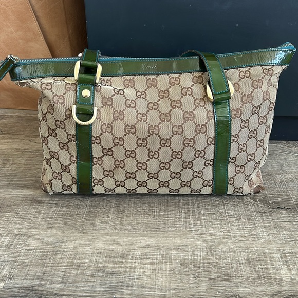 Gucci Handbags - Read Description GUCCI Abbey Monogram Tote Dark Green Trim